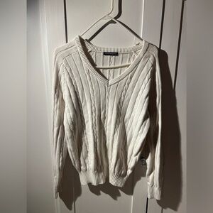 Brandy Melville Cream V-Neck Sweater